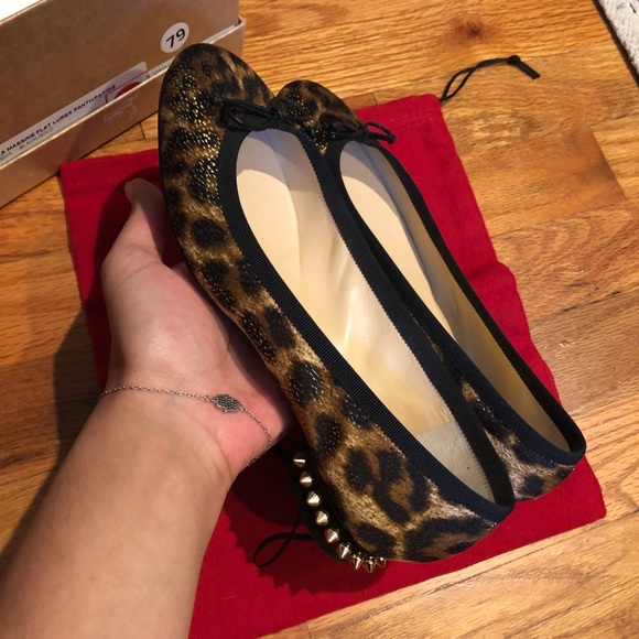 NWT Christian Louboutin Spiked Leopard Ballet Flat - Picture 2 of 7